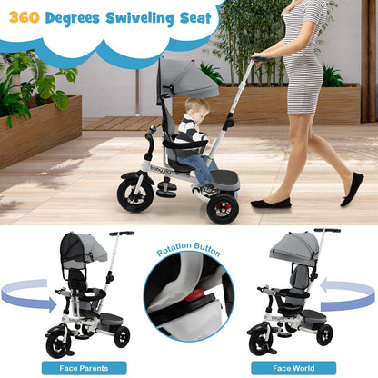Folding Toddler Tricycle W/Reversible Seat &amp; Canopy childrensterritory