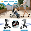 Folding Toddler Tricycle W/Reversible Seat & Canopy childrensterritory