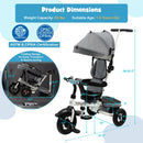 Folding Toddler Tricycle W/Reversible Seat & Canopy childrensterritory