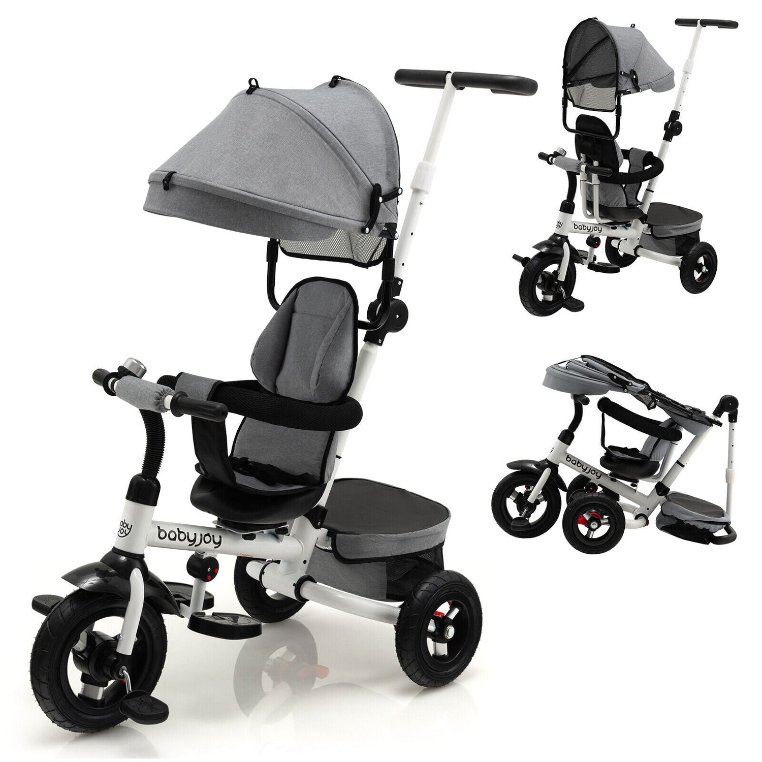 Folding Toddler Tricycle W/Reversible Seat &amp; Canopy childrensterritory