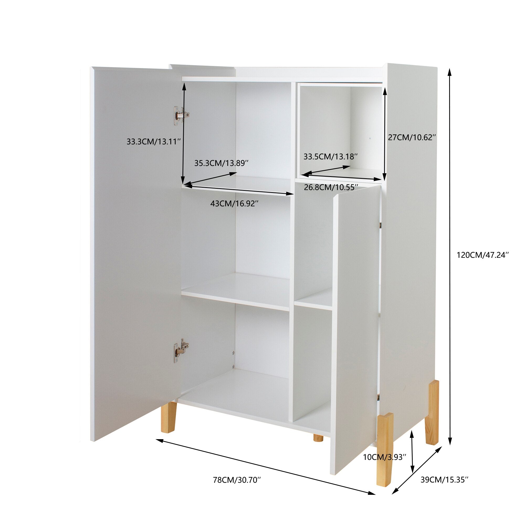 Free-Standing - 47.2 Inch Tall Floor Storage Cabinet