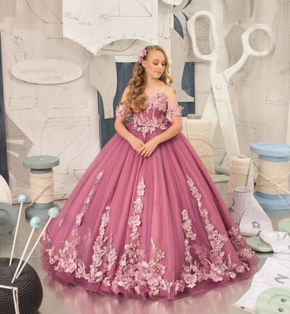 Fully Tiered Backless Ruffles Flower Tulle Dress/Gown childrensterritory