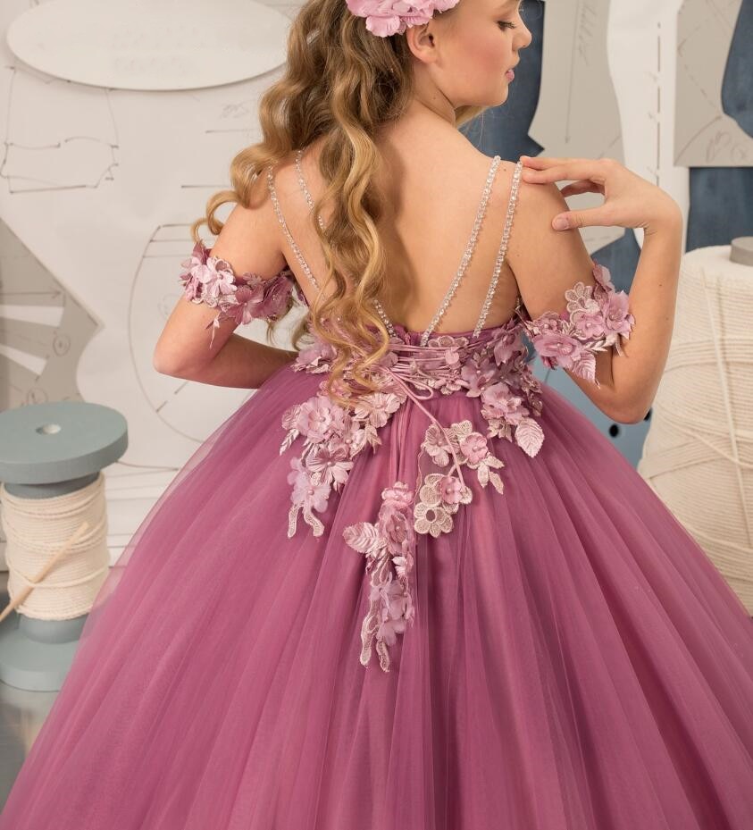 Fully Tiered Backless Ruffles Flower Tulle Dress/Gown childrensterritory