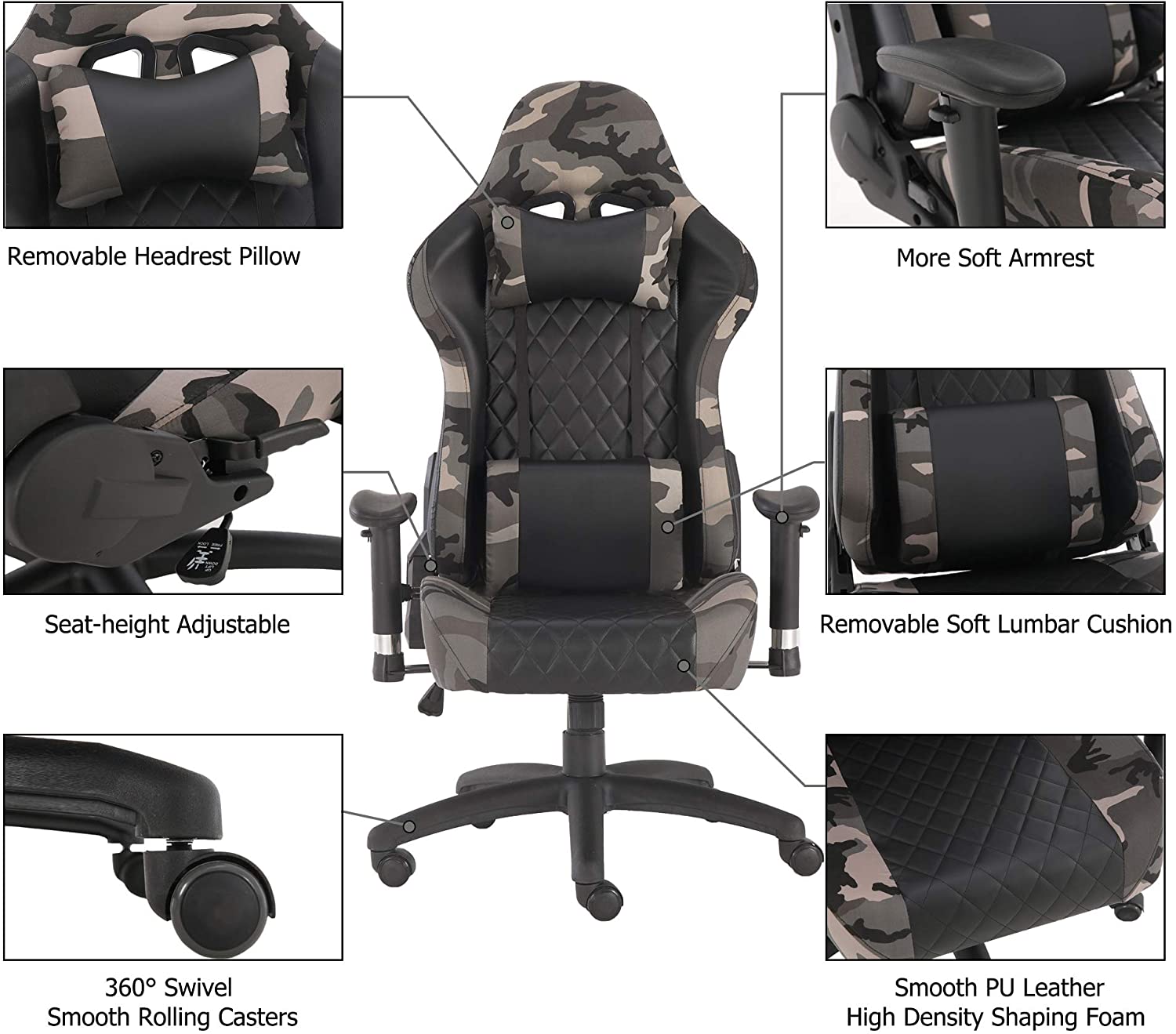 Gaming/Office Swivel Chair with headrest and Lumbar Pillow childrensterritory