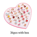 Kids Girls 10/20/36 pcs Cute Adjustable Rings | Makeup Toys childrensterritory