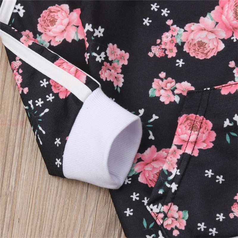 Kids Girls Floral Print Sweatshirt &amp; Pants Set | Tracksuit childrensterritory