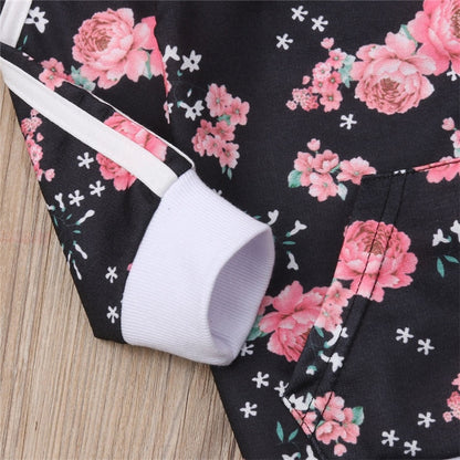 Kids Girls Floral Print Sweatshirt &amp; Pants Set | Tracksuit childrensterritory