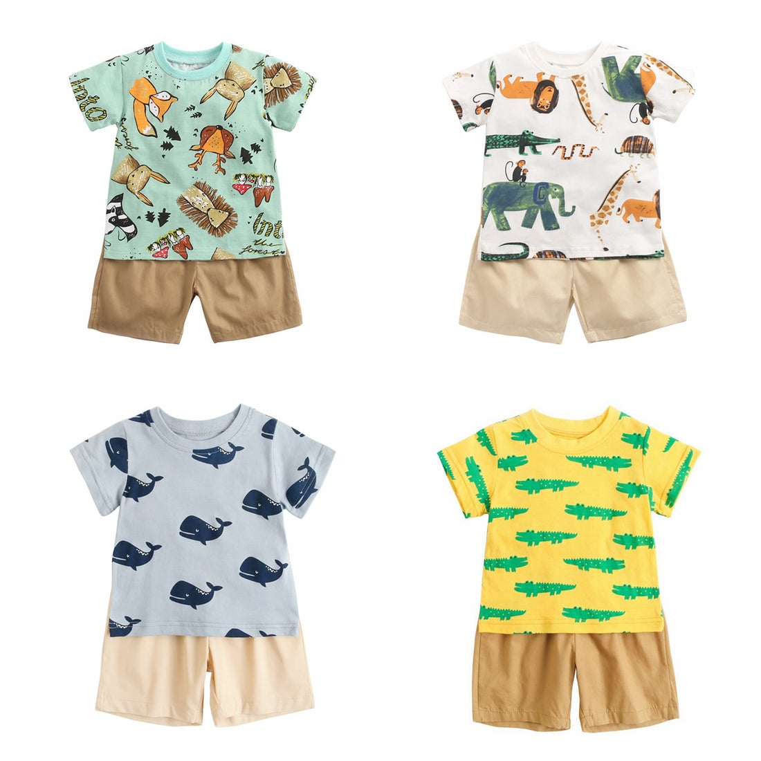 Cartoon Print Baby Boy 2pcs Casual Summer Clothing Sets childrensterritory