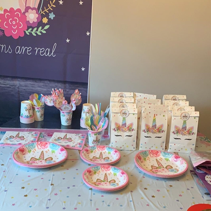 Kids Unicorn Theme Birthday Party Decorations Set childrensterritory