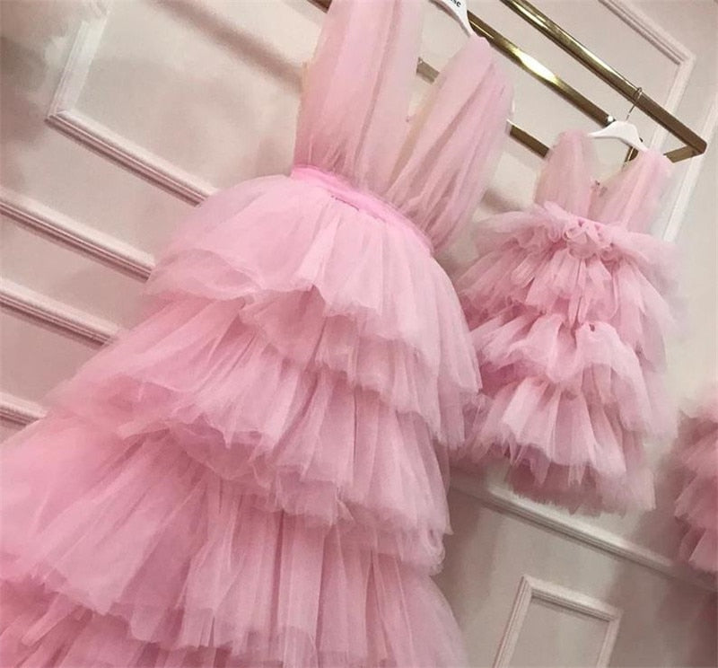 Mother-Daughter Tiered Puffy Tulle Matching Party Dresses childrensterritory
