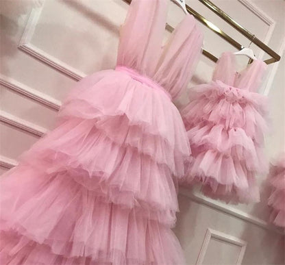 Mother-Daughter Tiered Puffy Tulle Matching Party Dresses childrensterritory