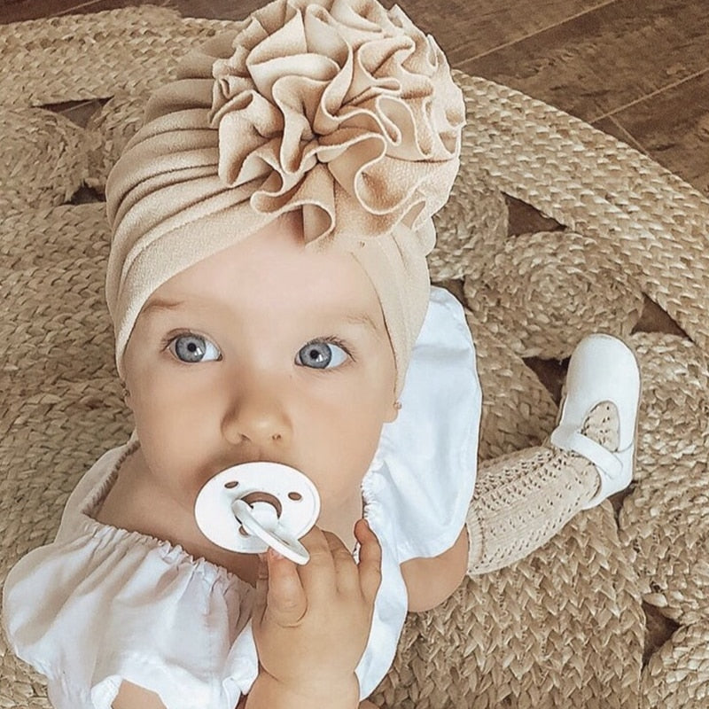 Baby Girl Donut Beanie Warm Flower Headwrap childrensterritory
