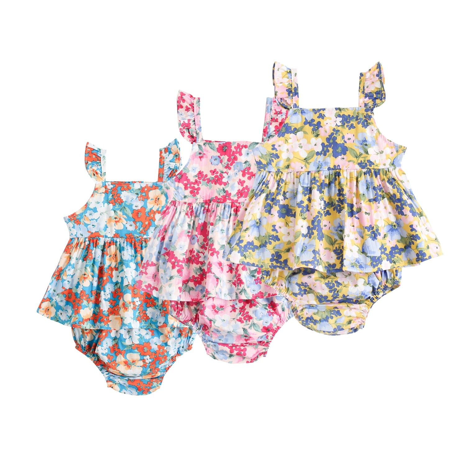 Baby Girls Floral Sleeveless Tops + Shorts Clothing Set childrensterritory