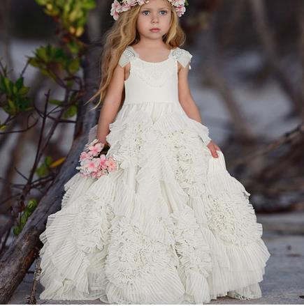 Lace Applique Pageant Flower Girls Dresses For Kids childrensterritory