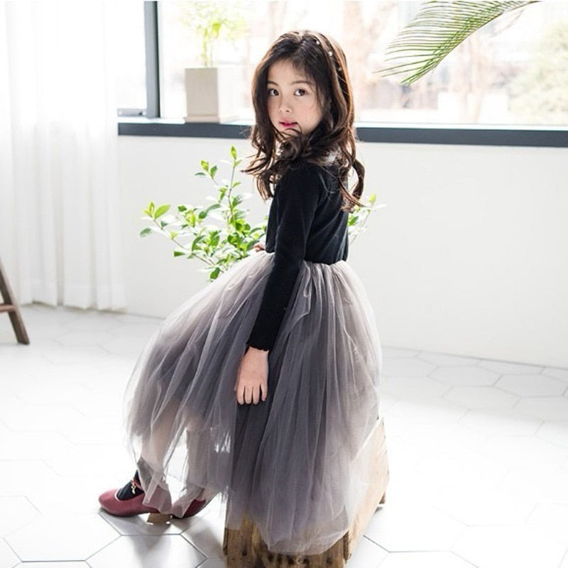 Fluffy Gauze Base Velvet Winter Princess Dress for Kids Girls childrensterritory