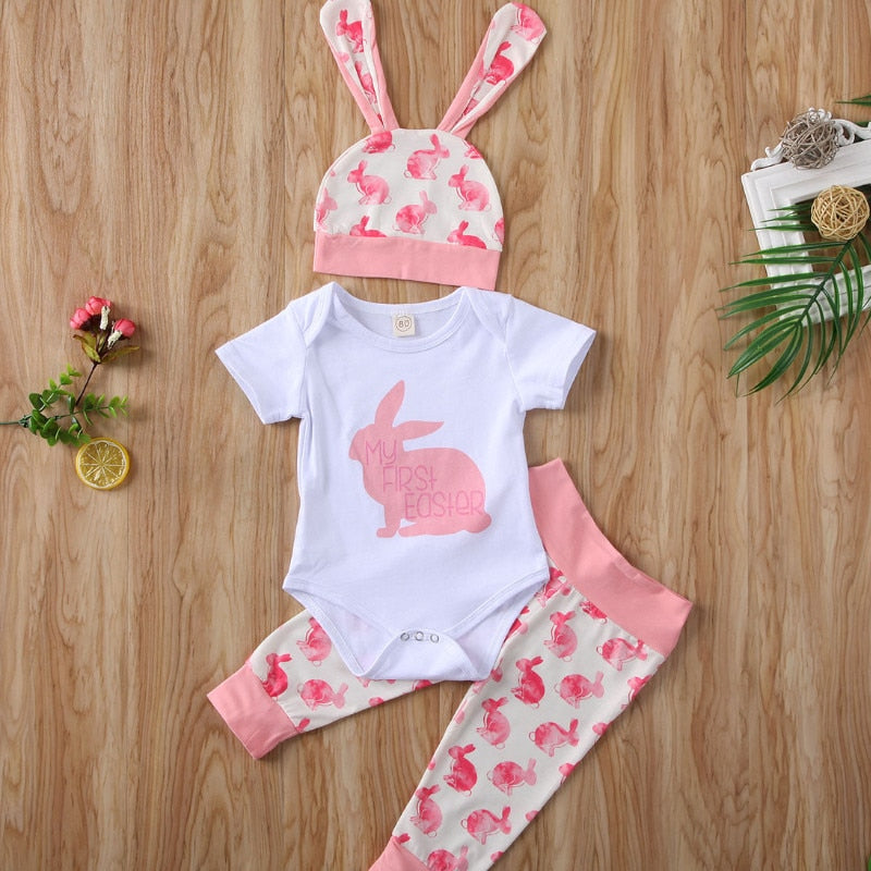 Bunny Print 3PCS Summer Outfits Set For Baby childrensterritory