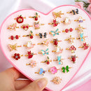 Kids Girls 10/20/36 pcs Cute Adjustable Rings | Makeup Toys childrensterritory