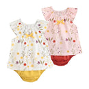 Baby Girl Floral Tops + Bottoms 2pcs Casual Cotton Outfits childrensterritory