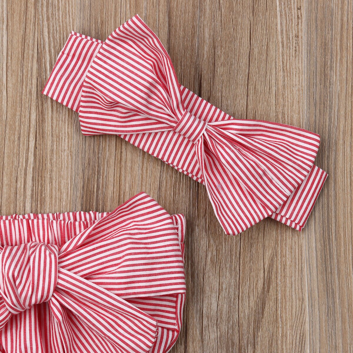 Sleeveless Striped Baby Girl Bodysuits with Headband childrensterritory