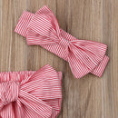 Sleeveless Striped Baby Girl Bodysuits with Headband childrensterritory