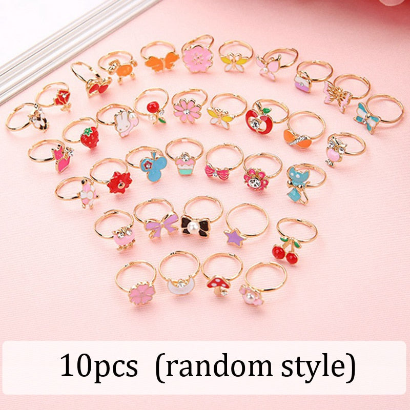 Kids Girls 10/20/36 pcs Cute Adjustable Rings | Makeup Toys childrensterritory