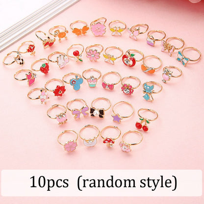 Kids Girls 10/20/36 pcs Cute Adjustable Rings | Makeup Toys childrensterritory