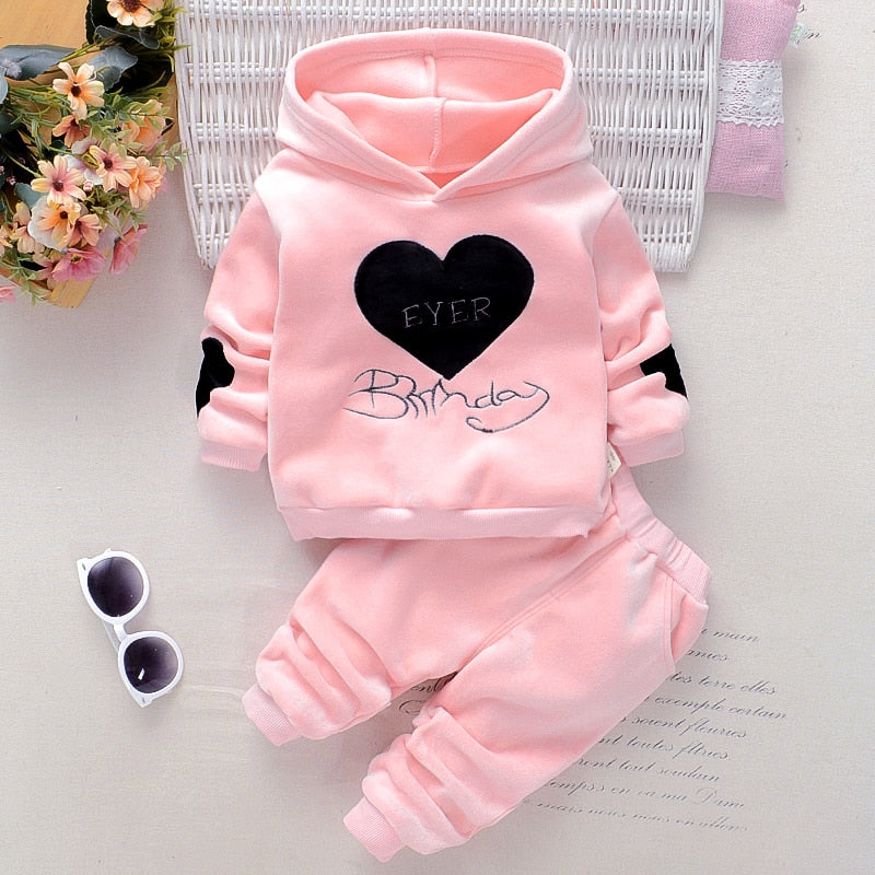 Baby Girls Letter Print Hooded Tracksuit Set childrensterritory