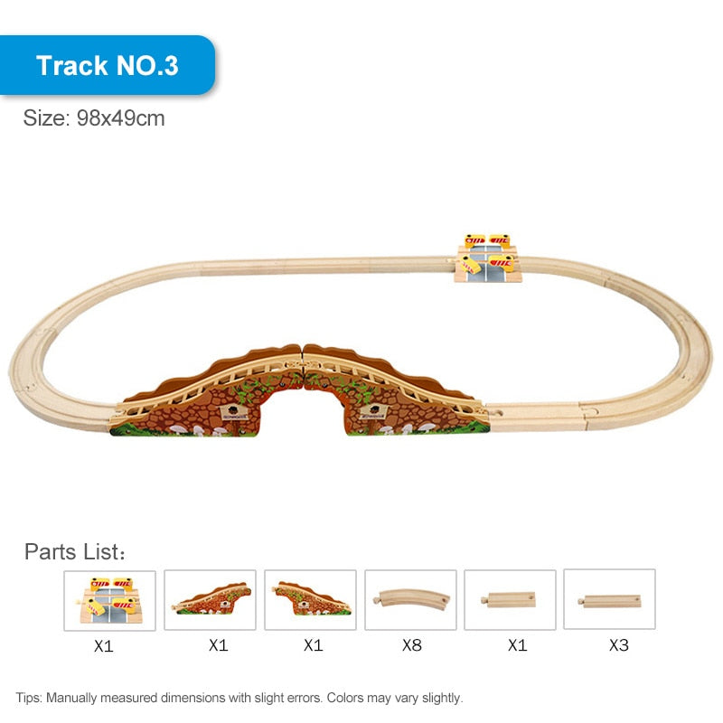 Wood Train Track Railway Toy Set for Kids childrensterritory