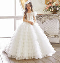 Tiered Puffy Tulle Flower Girl Dress For Communion childrensterritory