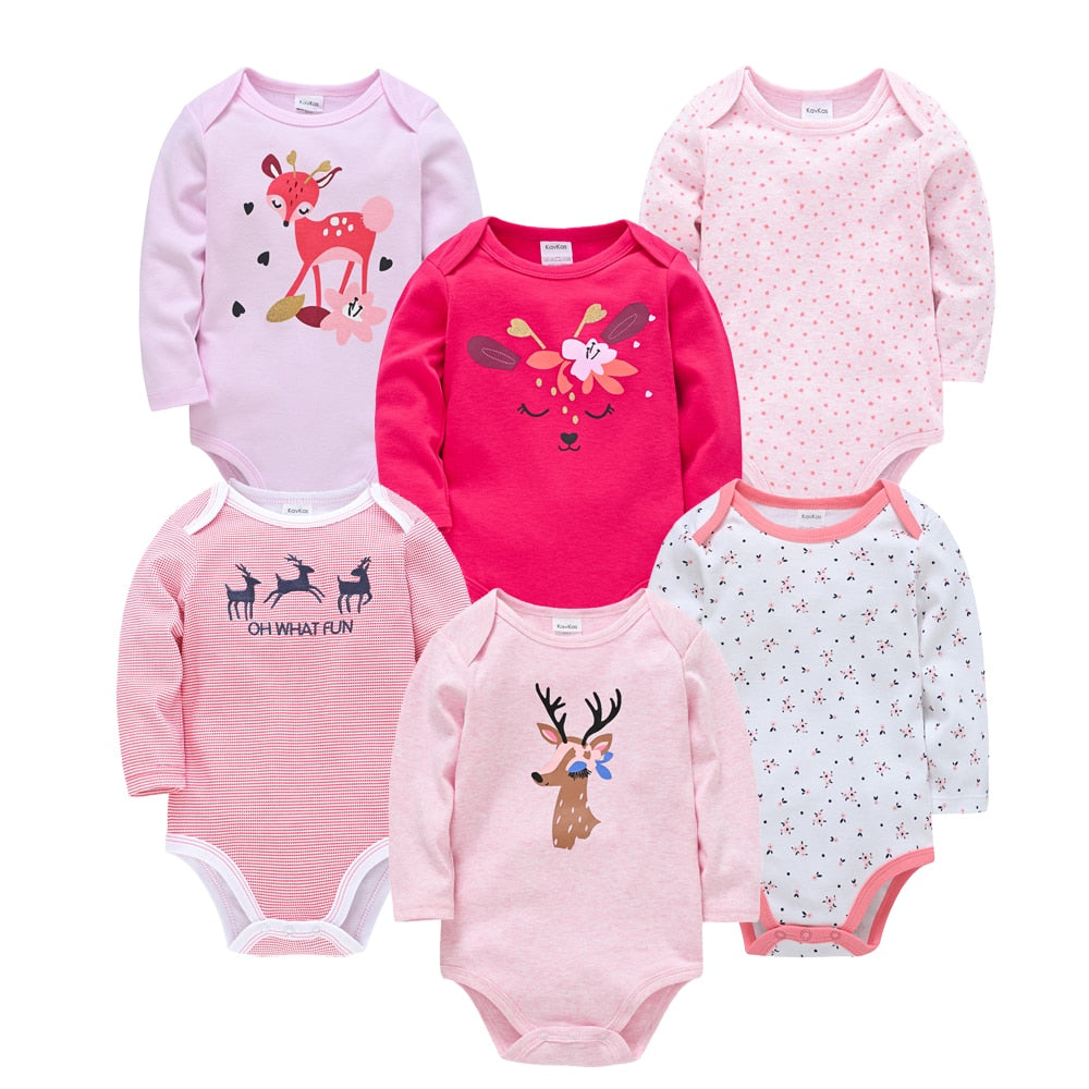Baby Boys/Girls Cartoon Printed Soft Bodysuits childrensterritory