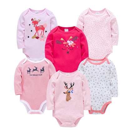 Baby Boys/Girls Cartoon Printed Soft Bodysuits childrensterritory