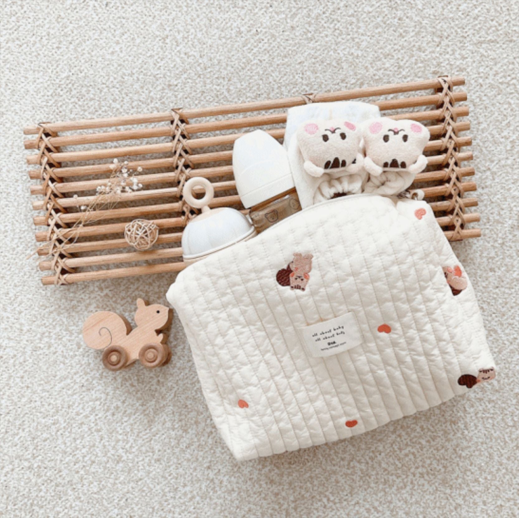 Bear Embroidery Baby Nappy Bag for Moms childrensterritory