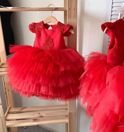 Puffy Tiered Tulle Elegant Girls Princess Dresses for Party childrensterritory