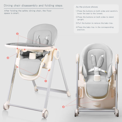 Adjustable &amp; Portable Baby Feeding High Chair childrensterritory