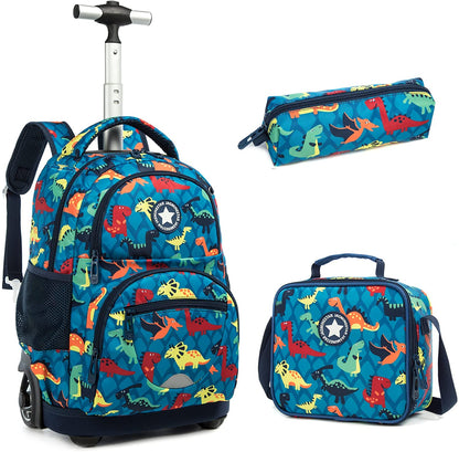 Kids 16-inch Rolling Luggage Bags School Backpack Set childrensterritory
