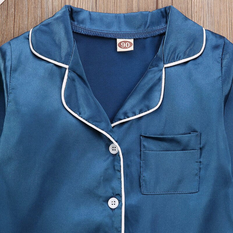 Kids Boy Girl Long Sleeve Silk Sleepwear/Pajamas childrensterritory