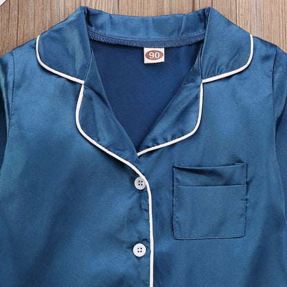 Kids Boy Girl Long Sleeve Silk Sleepwear/Pajamas childrensterritory