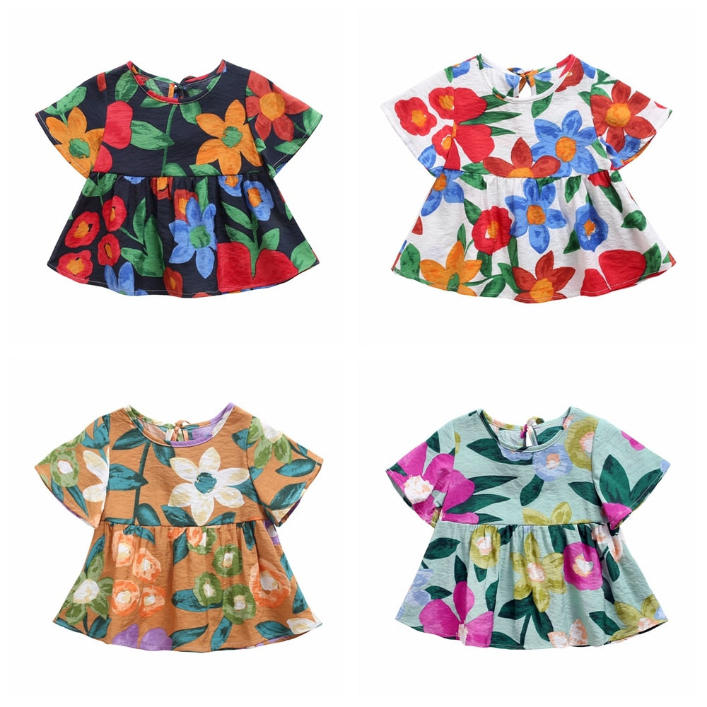 Baby Girls Floral Print Summer Princess Dresses childrensterritory