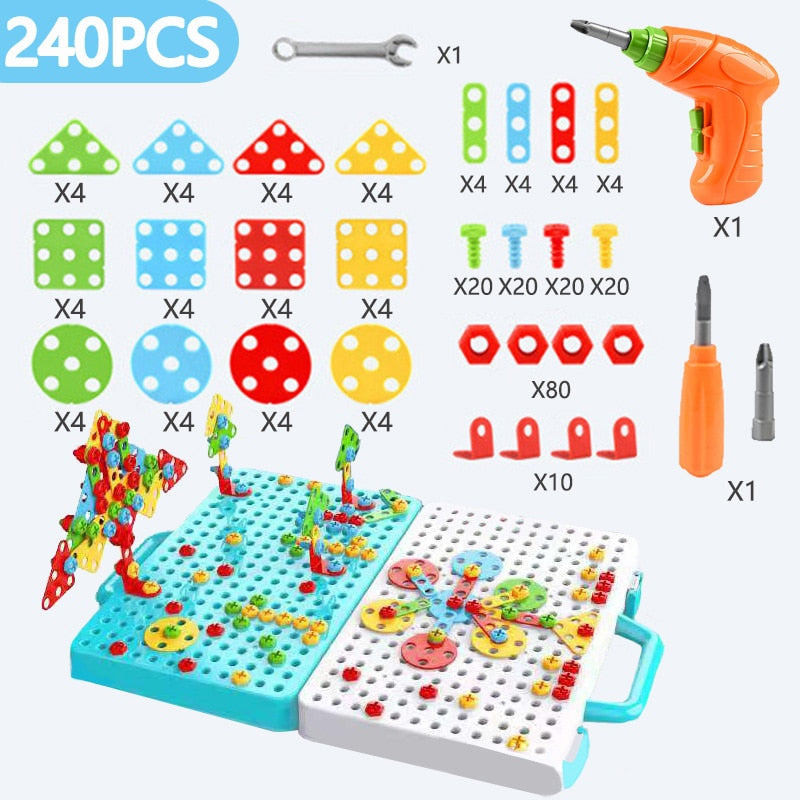 Kids 3D Puzzle Toys | Drill Screw Nut Pretend Play Tool Set childrensterritory