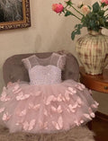 3D Butterflies Pearls Top Princess Dress For Baby/Kids Girls childrensterritory
