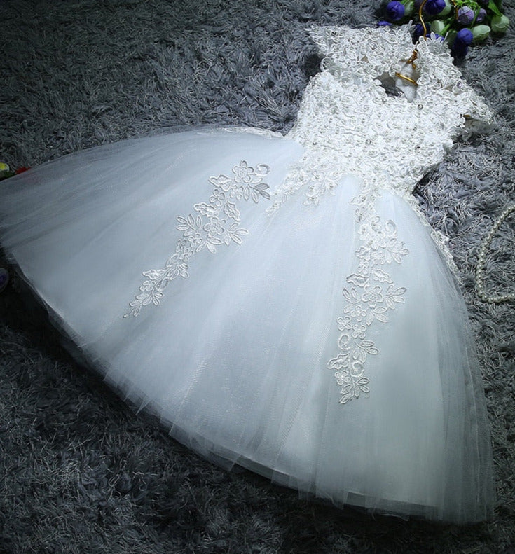 Kids Girls Pearls/Beads Decorated Christening Dresses childrensterritory