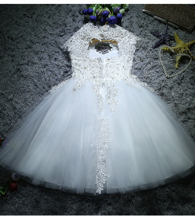 Kids Girls Pearls/Beads Decorated Christening Dresses childrensterritory