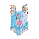 Cartoon Flamingo Design Kids Girls Bikini Beachwear childrensterritory