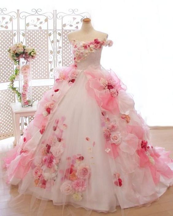 Girls 3D Hand Made Flowers Vintage Party Gown childrensterritory