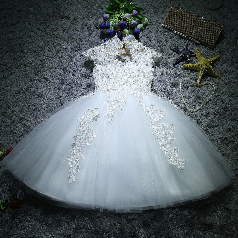 Kids Girls Pearls/Beads Decorated Christening Dresses childrensterritory