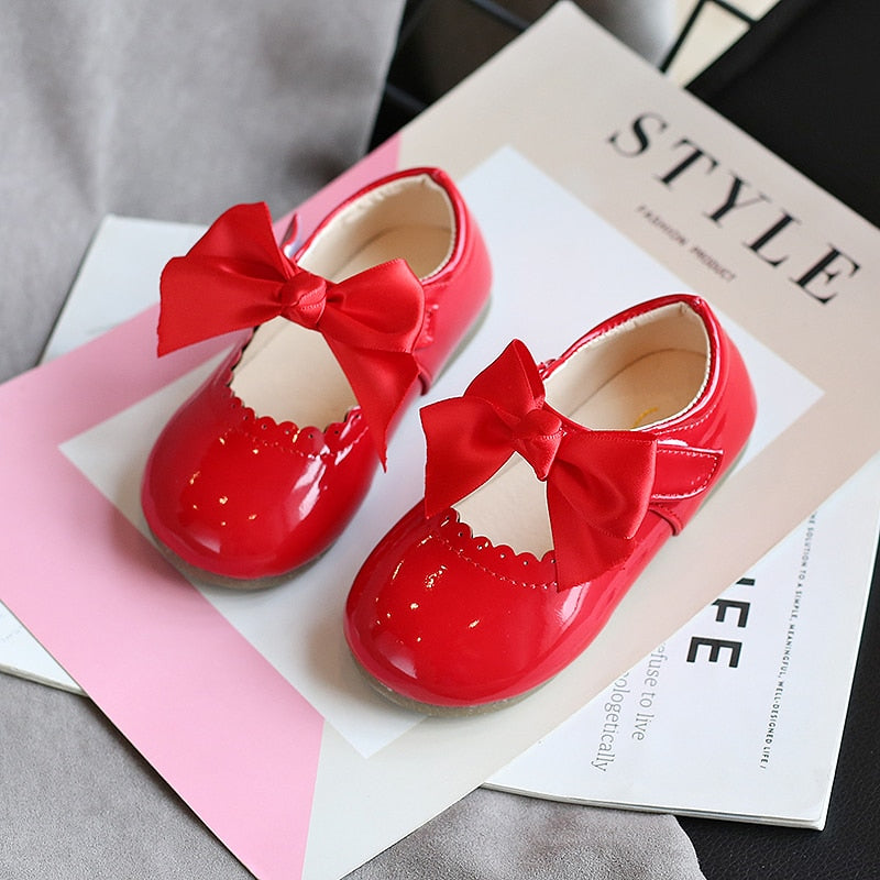 Baby/Kids Girls Bow Patent Leather Princess Shoes childrensterritory