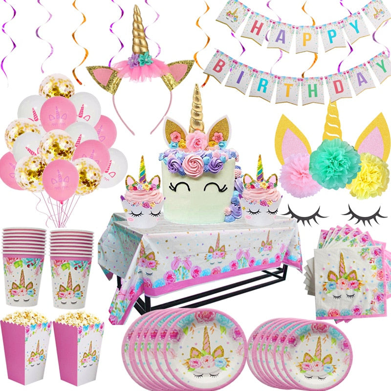 Kids Unicorn Theme Birthday Party Decorations Set childrensterritory