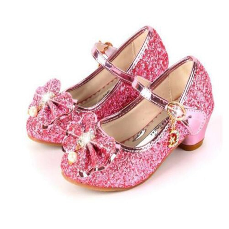 Butterfly Design Kids Girls Bowknot Glitter Party Shoes childrensterritory