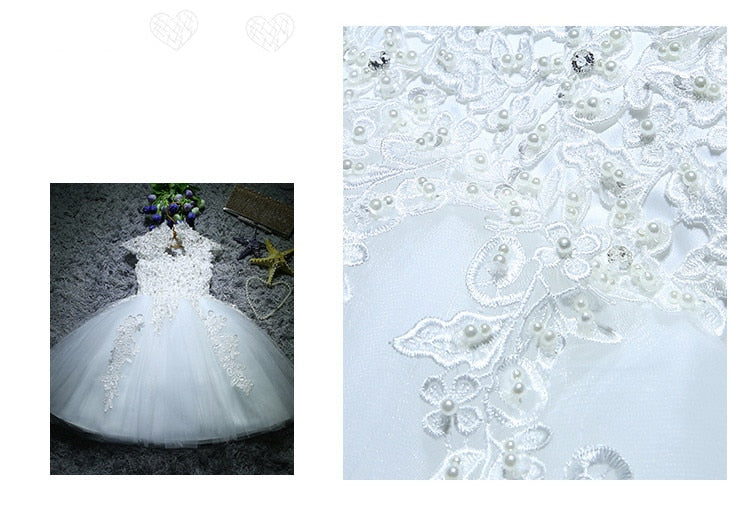 Kids Girls Pearls/Beads Decorated Christening Dresses childrensterritory