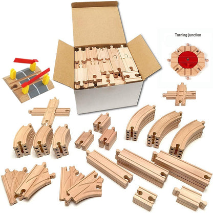 Wood Train Track Railway Toy Set for Kids childrensterritory